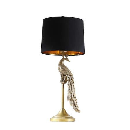 Cling 29 in. Modern Elegance Peacock on a Pedestal Polyresin Table Lamp, Gold CL3122377